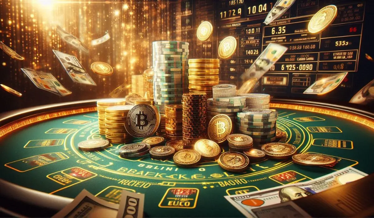 Stacks of real money on a blackjack table
